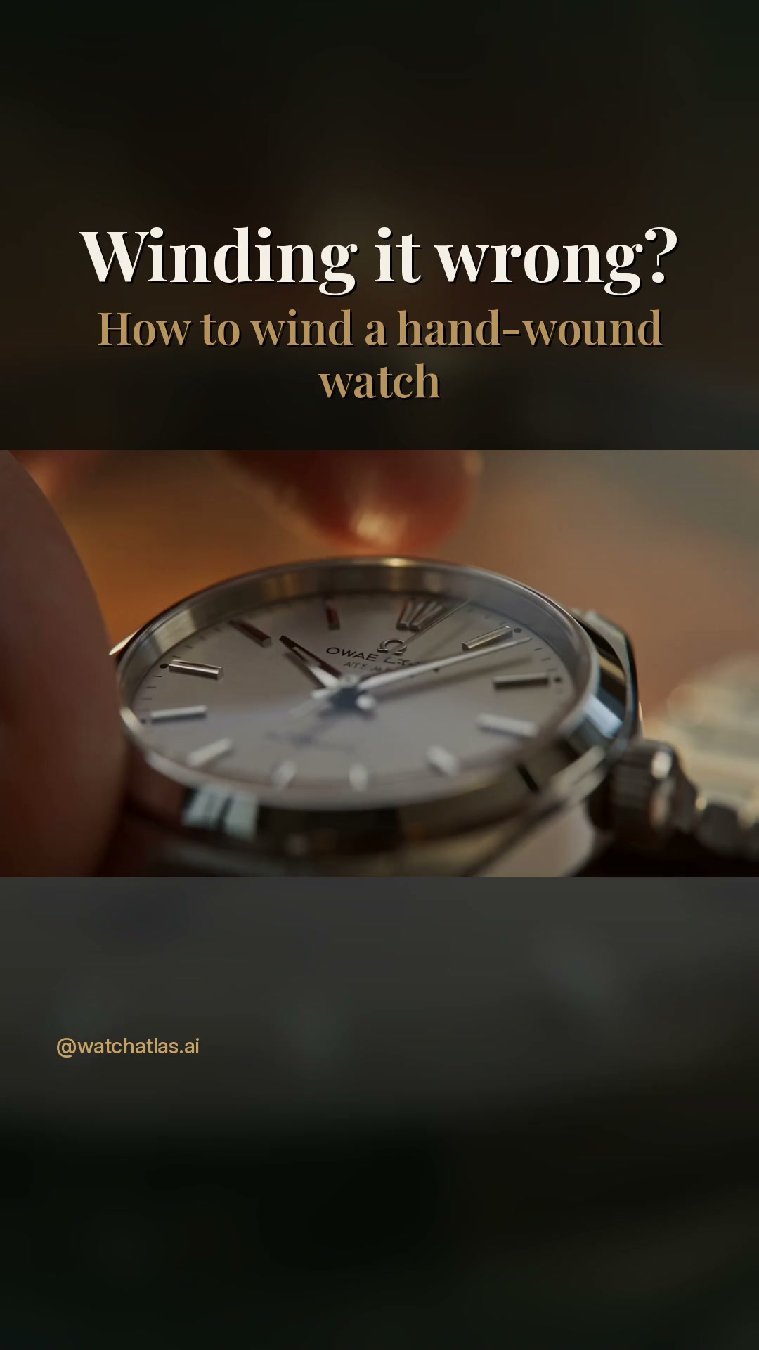 Hand-wound watches need a little ritual. Three rules:

1. Take it off your wrist, so you're not stressing the crown stem.
2. Turn the crown clockwise, slow and steady. Many watches take around 30 to 40 turns, but your manual has the real number.
3. When you feel it tighten, stop. Never force it.

Bonus: wind at the same time every day for steadier timekeeping.

Morning coffee or right before bed. When do you wind yours?

Footage is AI-generated and illustrative.
Follow for one great watch a day.
