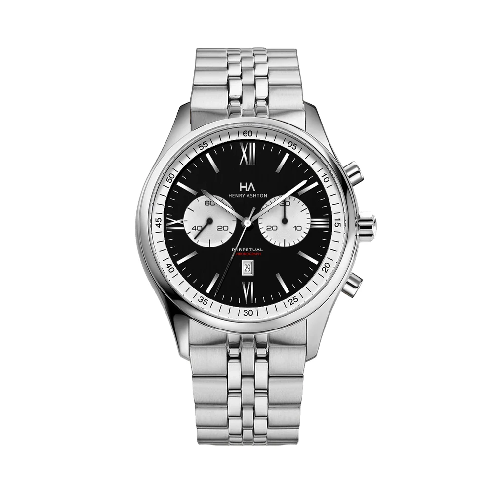 Henry Ashton Perpetual Chronograph Stainless Steel Link